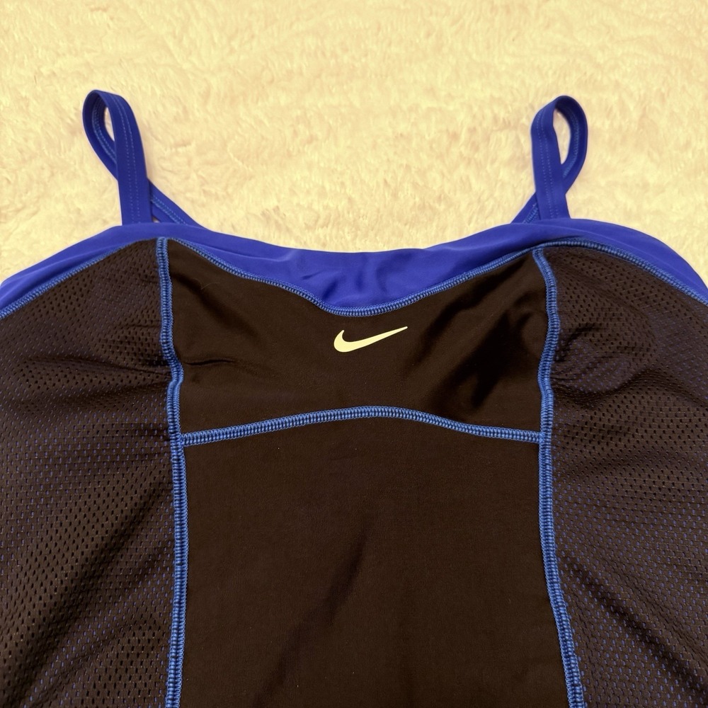 Nike one piece colorblock athletic swimsuit in black and royal blue Size 12 / L - Picture 2 of 7